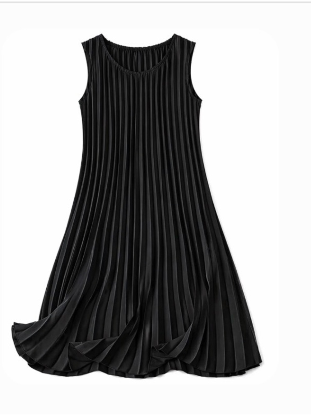 Sleeveless Pleated Midi Dress - Black